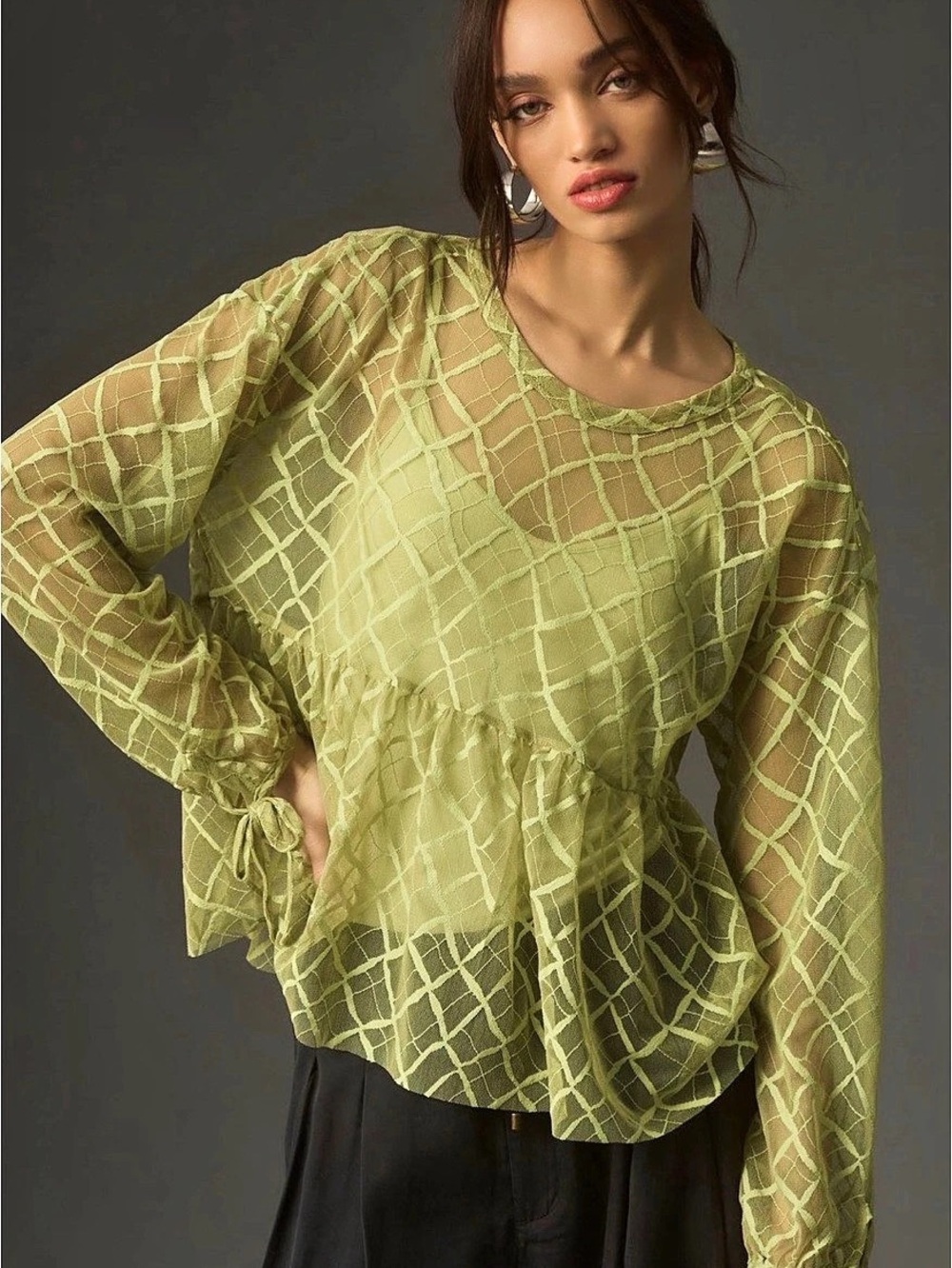 NWT Anthropologie Maeve Sheer Babydoll Layering Top
